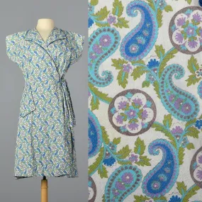 1950s Cotton Print Wrap Dress