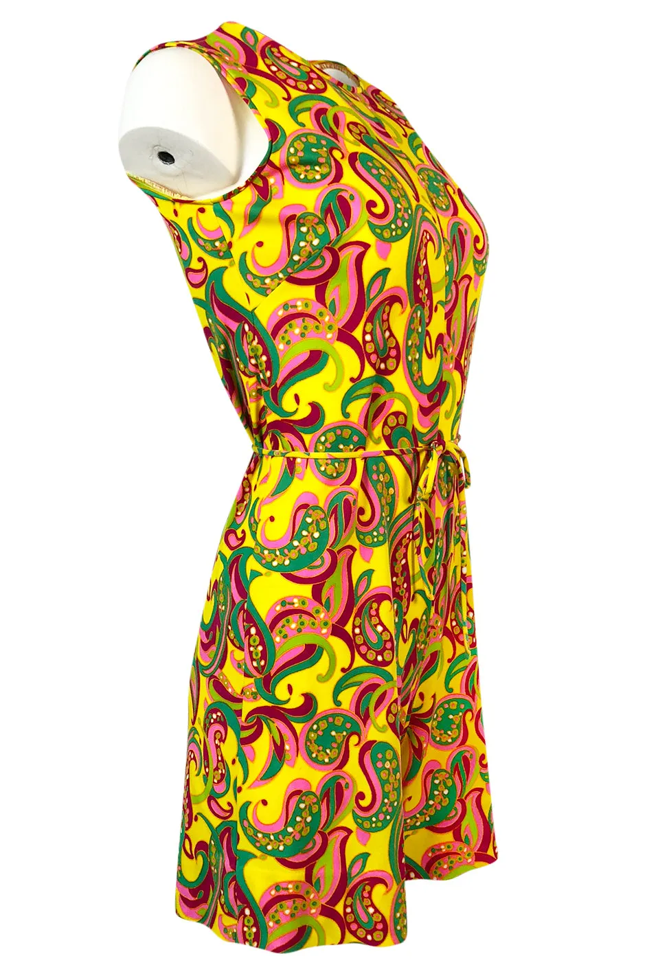 1960s Jeanne Lanvin Yellow & Pink Printed Jersey Playsuit Romper