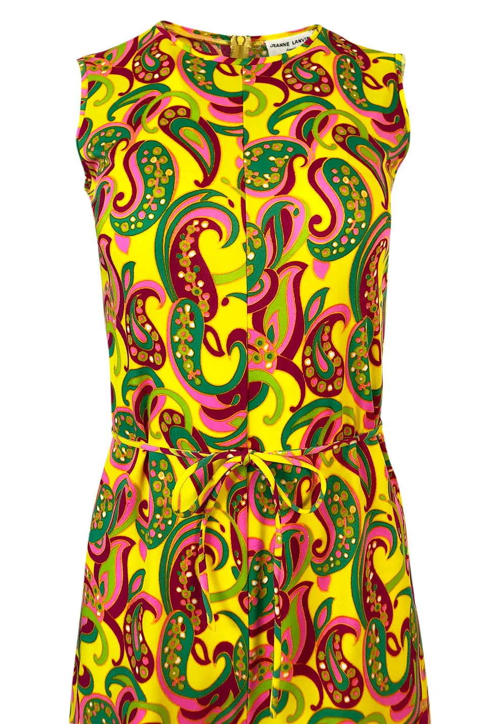 1960s Jeanne Lanvin Yellow & Pink Printed Jersey Playsuit Romper