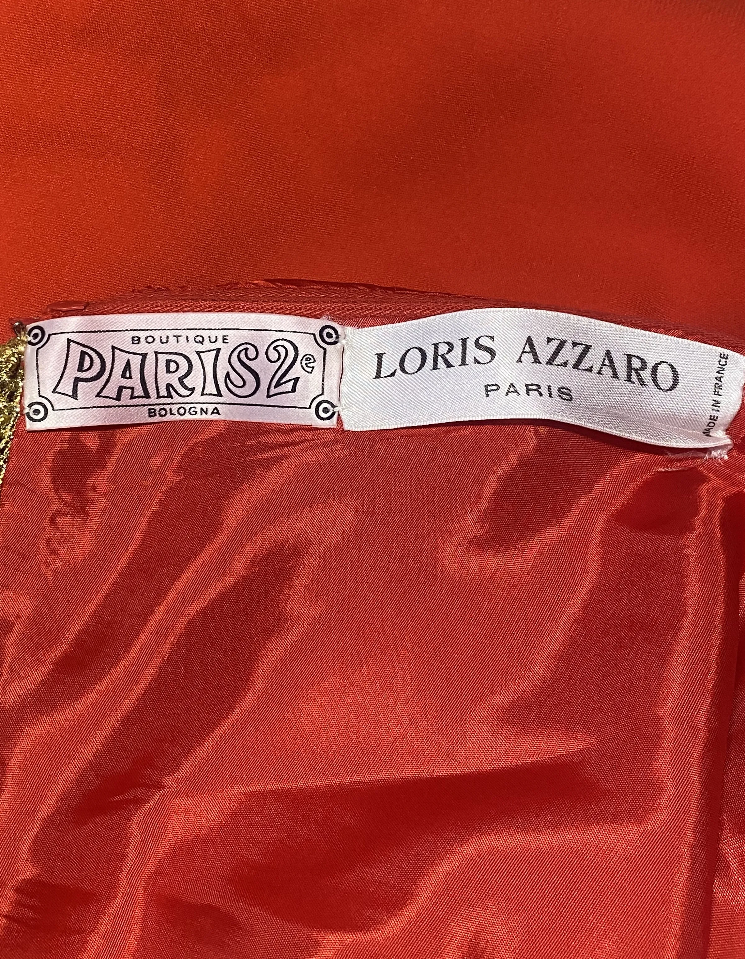 1970s Loris Azzaro Gold Chain and Red Crepe Maxi Dress