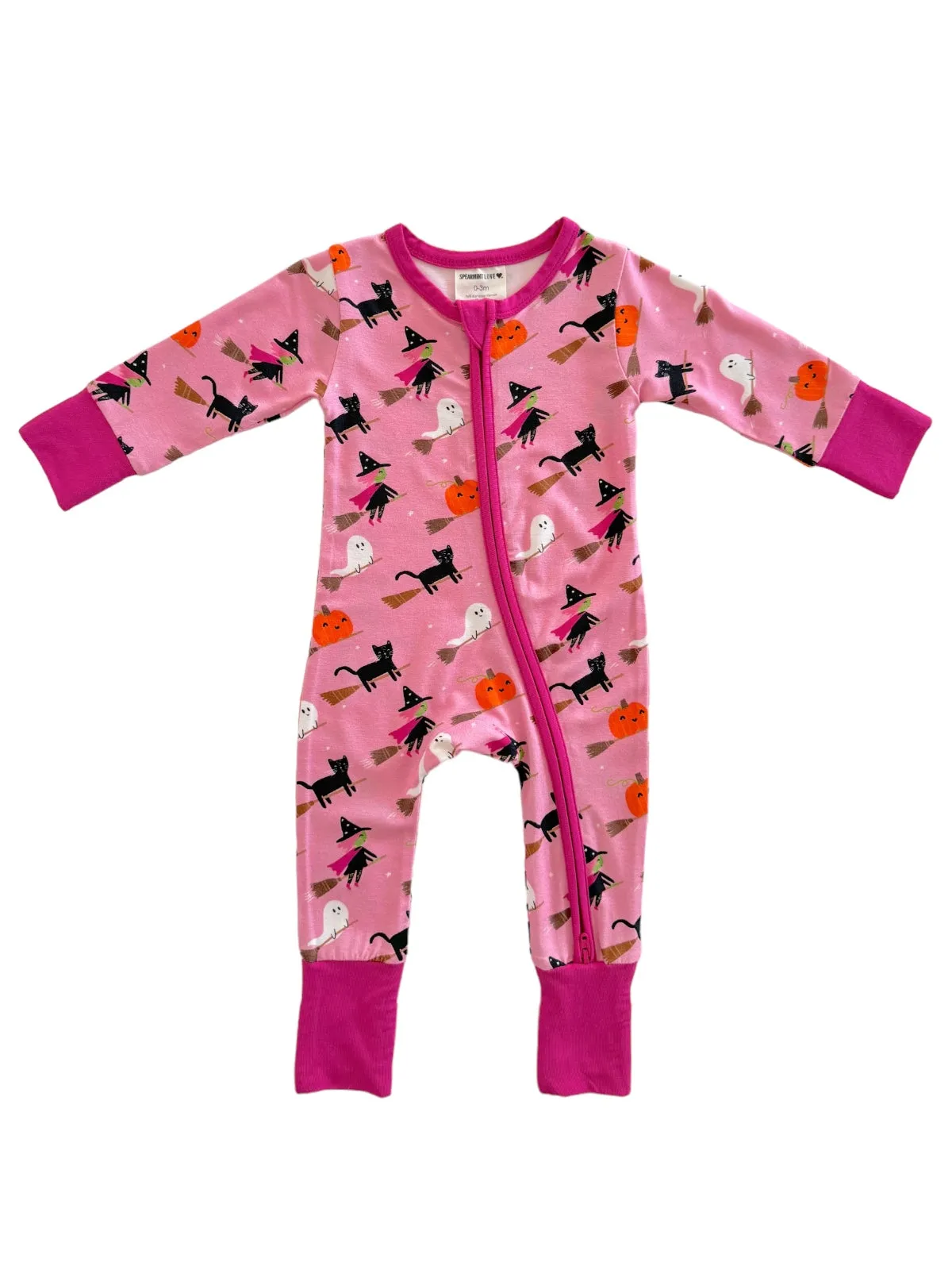 2-Way Convertible Zip Romper, Broomstick Friends Pink