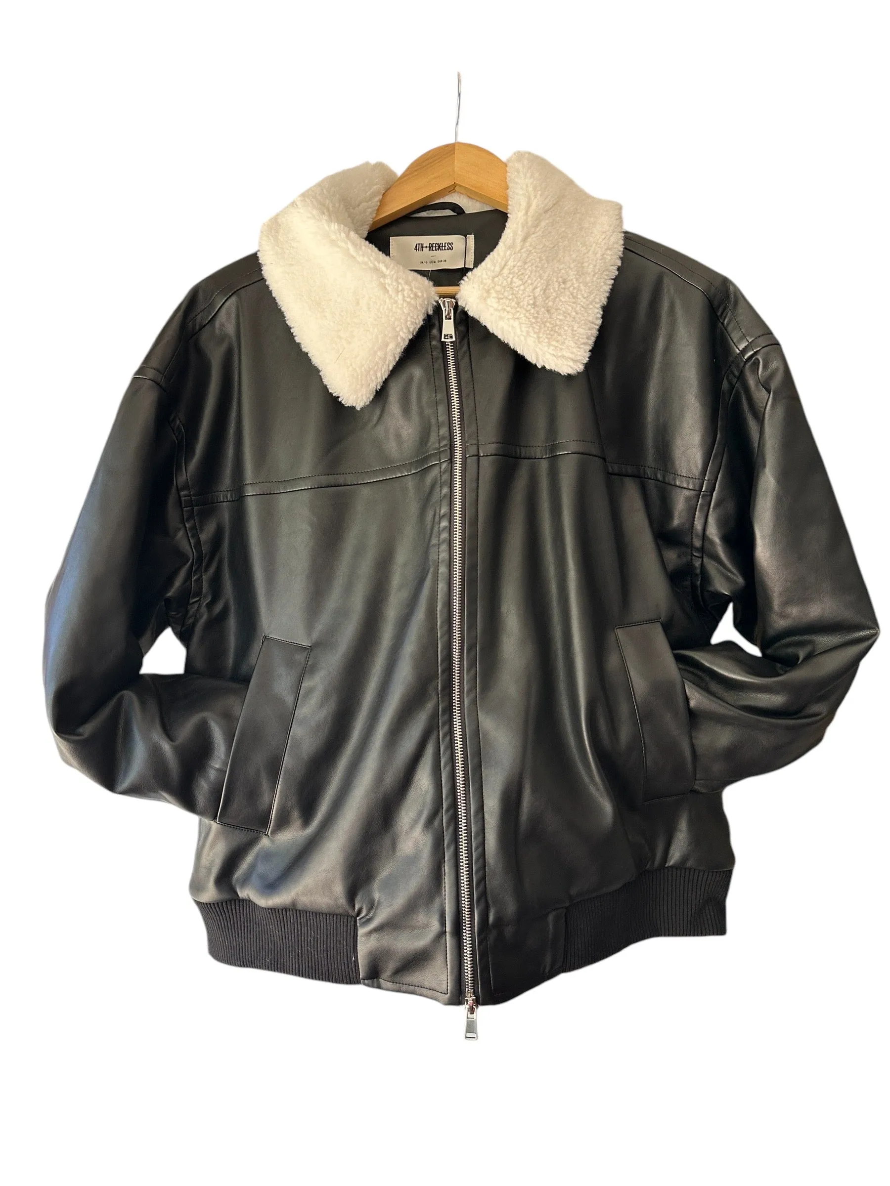 4TH & RECKLESS sold by BHFO O Benson Womens Faux Fur Trim Heavy Bomber BK M