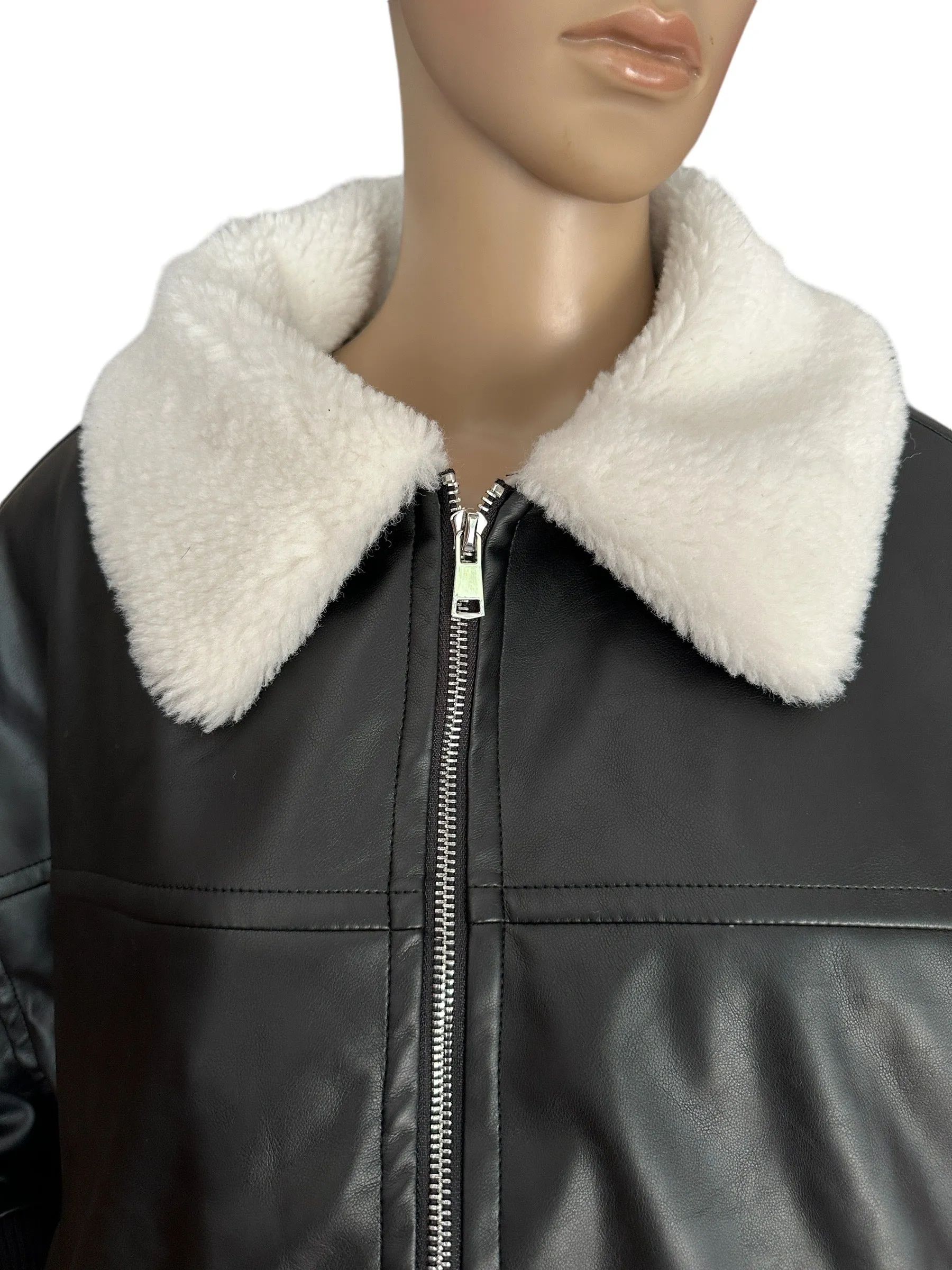 4TH & RECKLESS sold by BHFO O Benson Womens Faux Fur Trim Heavy Bomber BK M