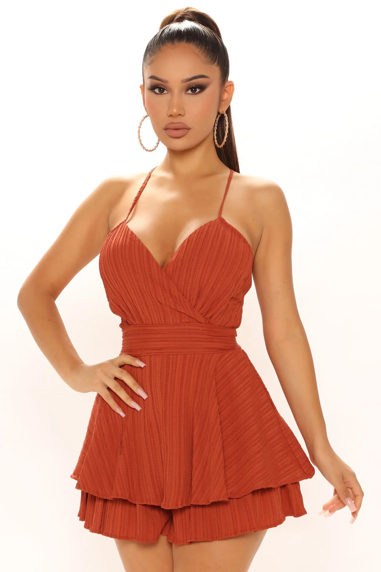 A Moment To Remember Sleeveless Romper - Rust