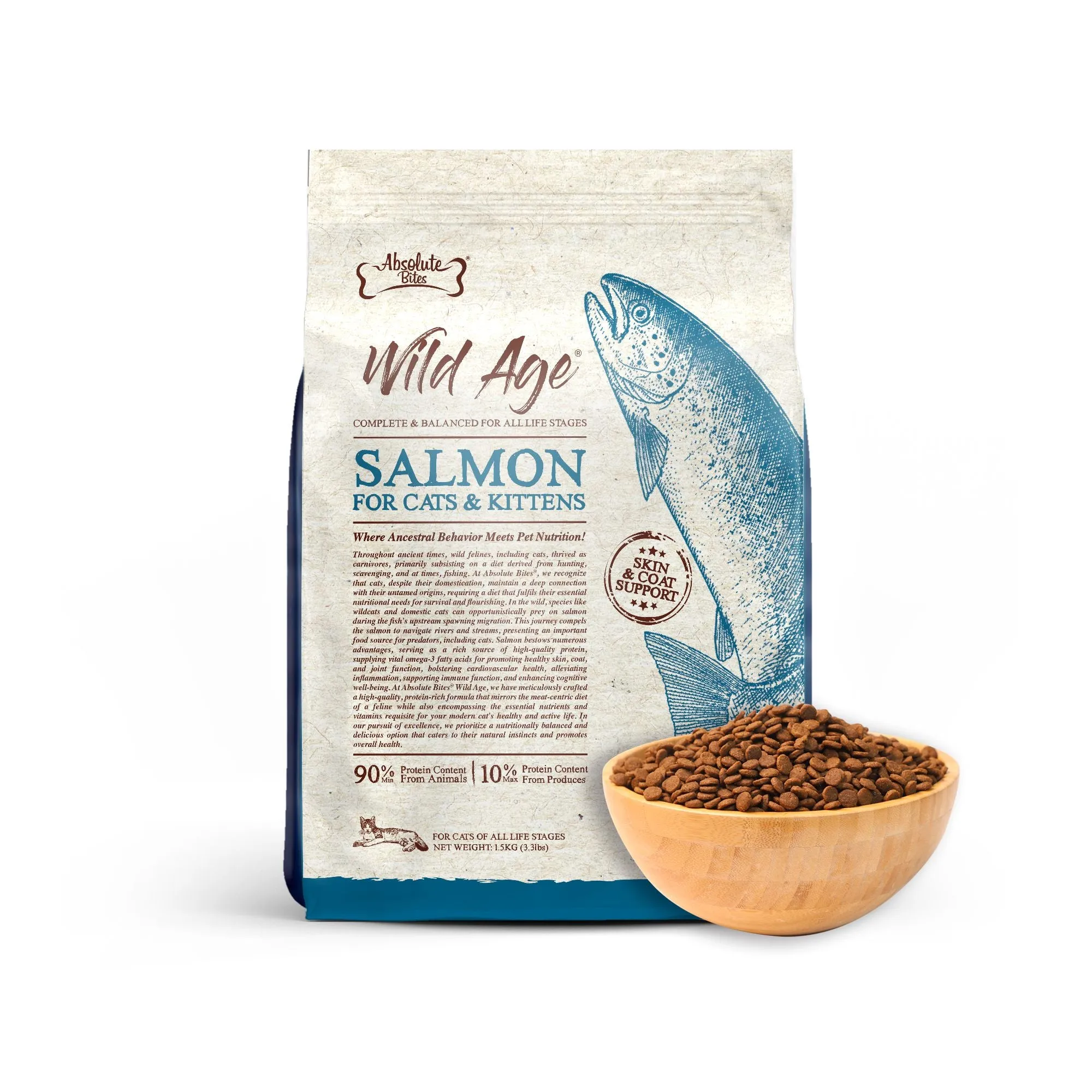 Absolute Bites Wild Age Dry Cat Food - Salmon (3.3lbs)