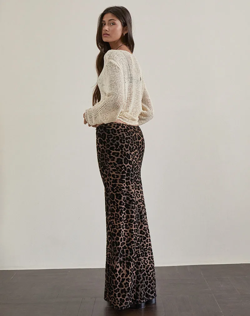 Alfreda Maxi Skirt in Flock Mesh Rar Leopard