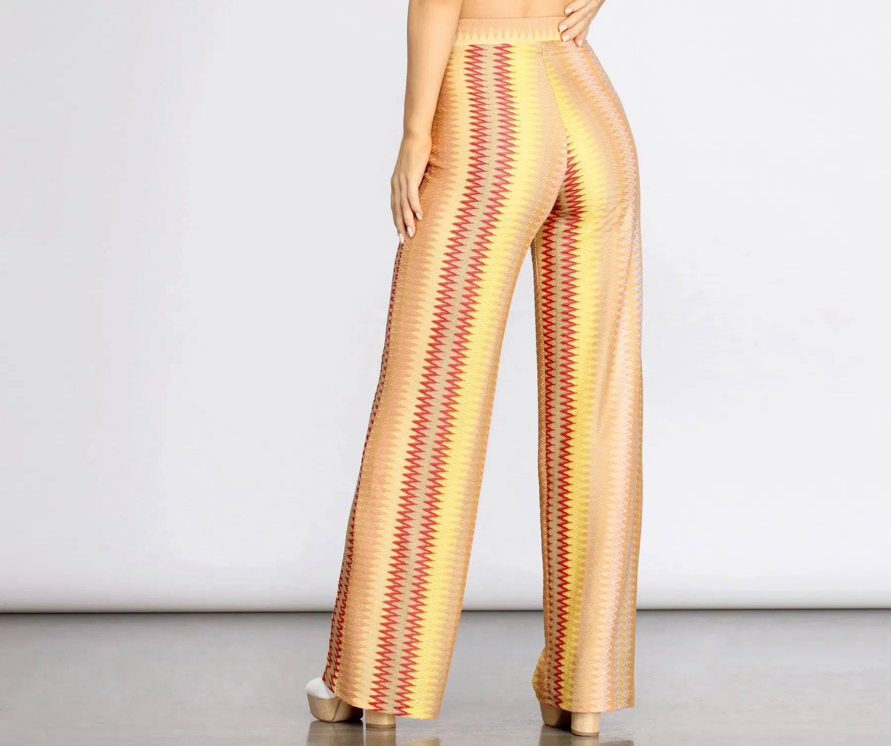 All The Stripe Moves Chevron Straight Leg Pants