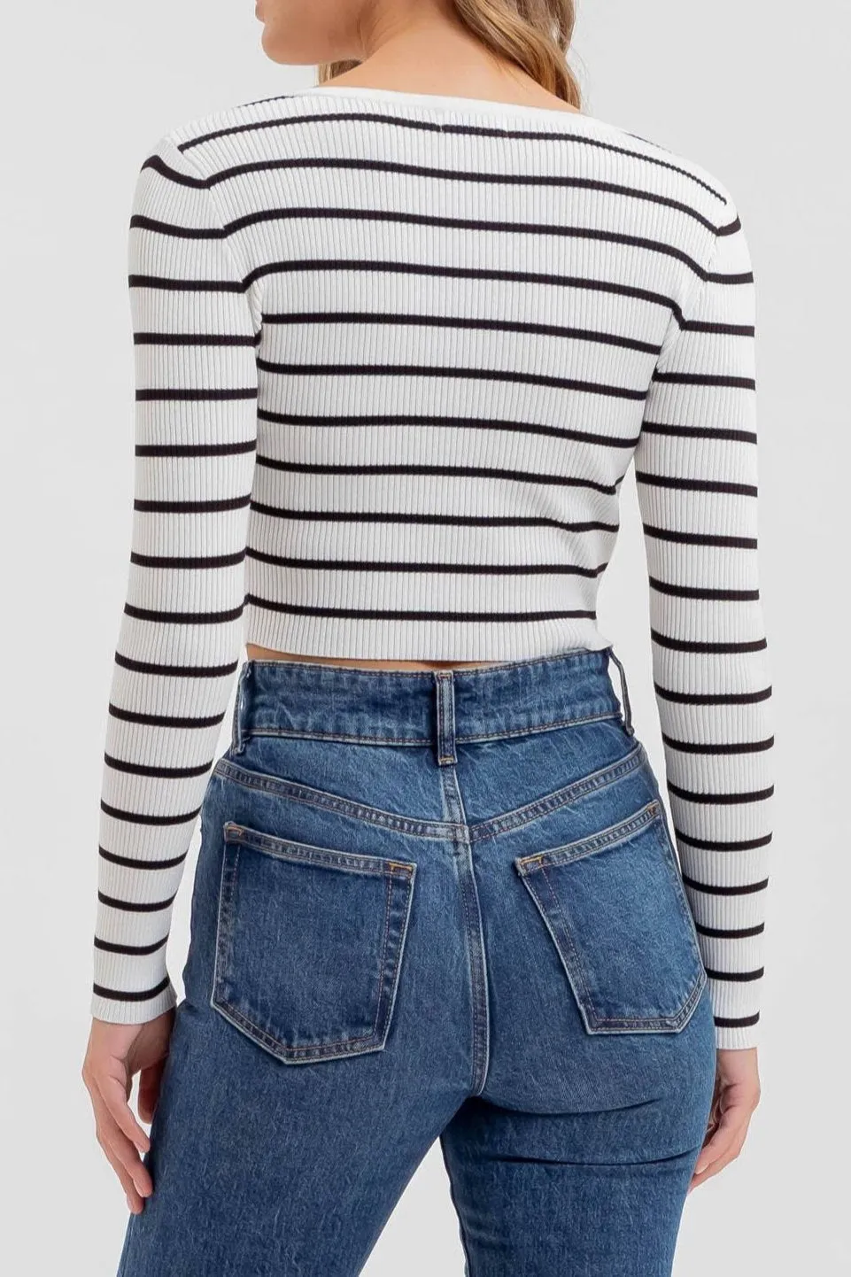 Anaya Stripe Henley Knit Top