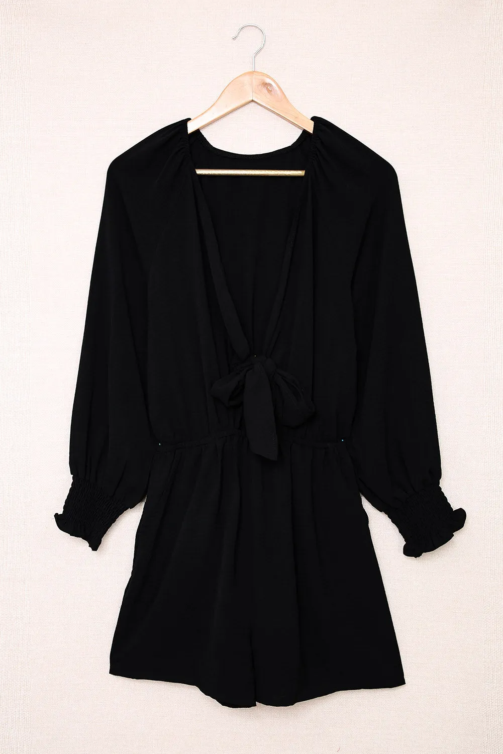 *APP EXCLUSIVE* Tied Flounce Sleeve Plunge Romper