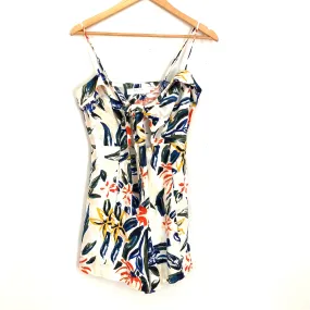 ASTR Painted Floral Front Tie Romper- Size S