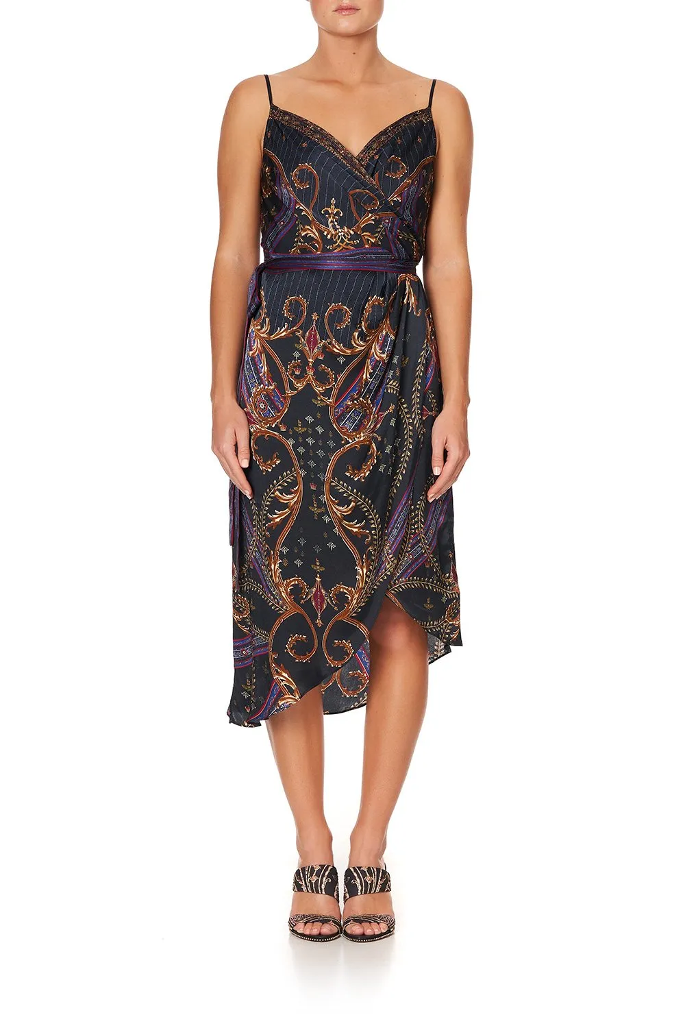 ASYMMETRICAL WRAP DRESS WITH STRAPS DINING HALL DARLING