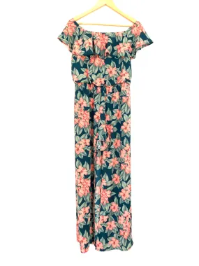 Aura Off the Shoulder Floral Ruffle Maxi Romper- Size S