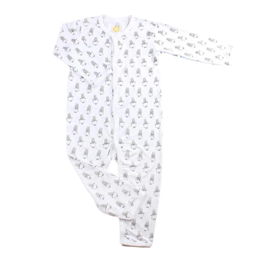 Baa Baa Sheepz Button Long Sleeve Romper – White Small Sheep