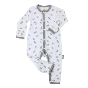 Baa Baa Sheepz Button Long Sleeve Romper - White Small Star Sheep