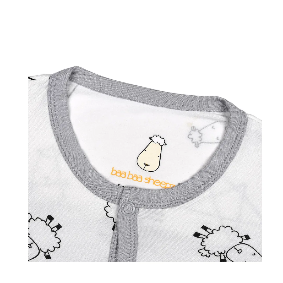 Baa Baa Sheepz Romper Cute Big Star & Sheep White