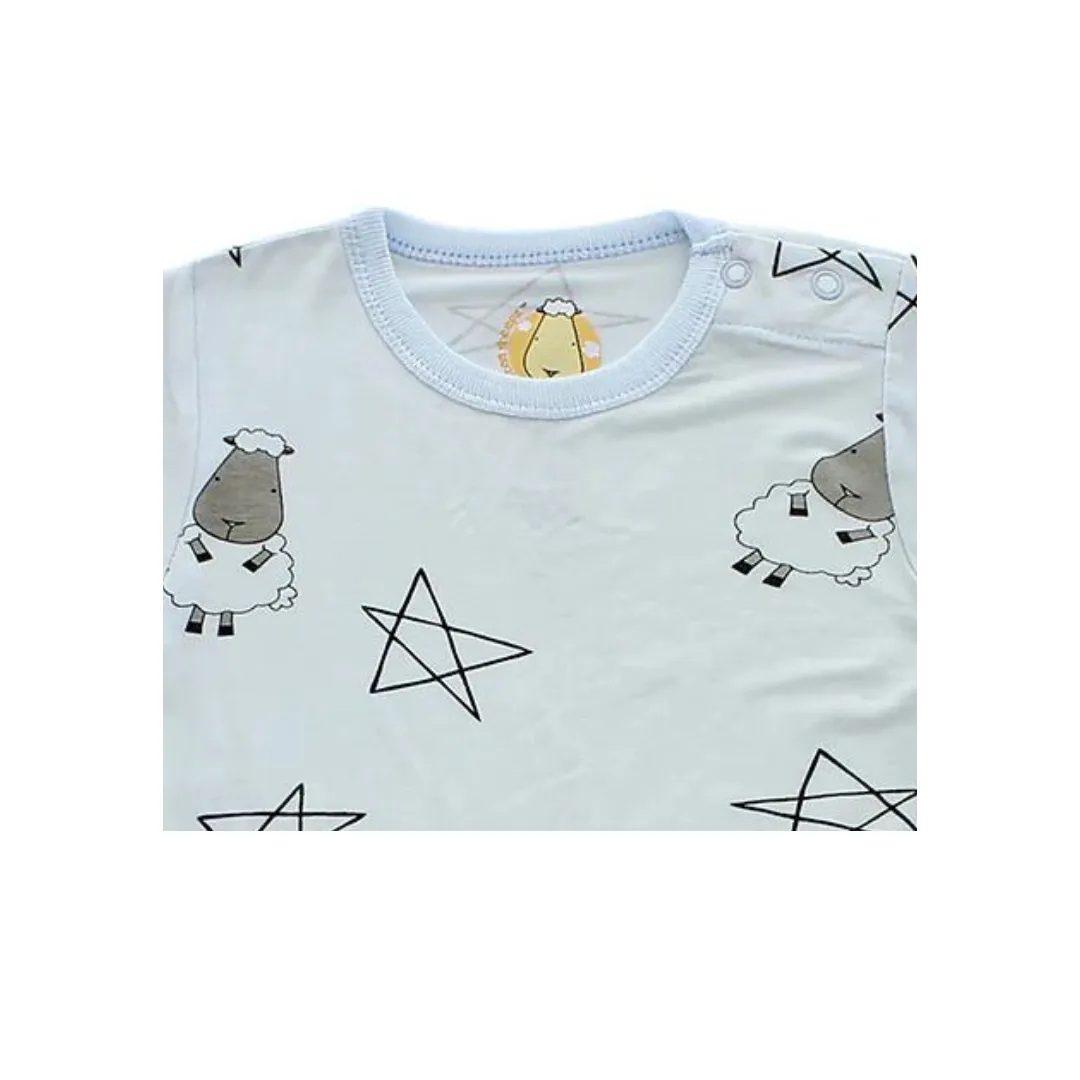 Baa Baa Sheepz Romper Short Sleeve Big Star & Sheepz Blue - 6M