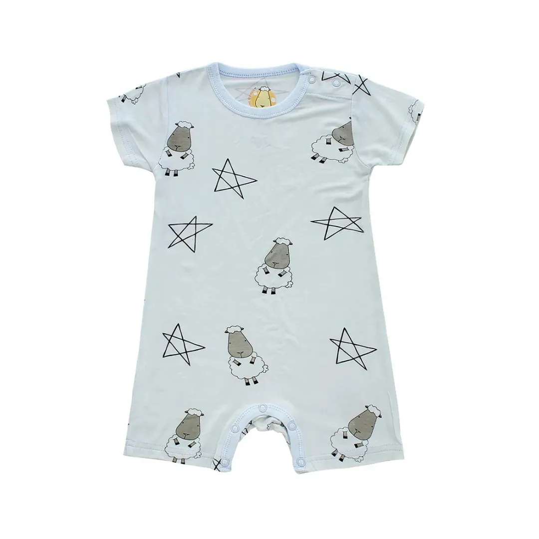 Baa Baa Sheepz Romper Short Sleeve Big Star & Sheepz Blue - 6M