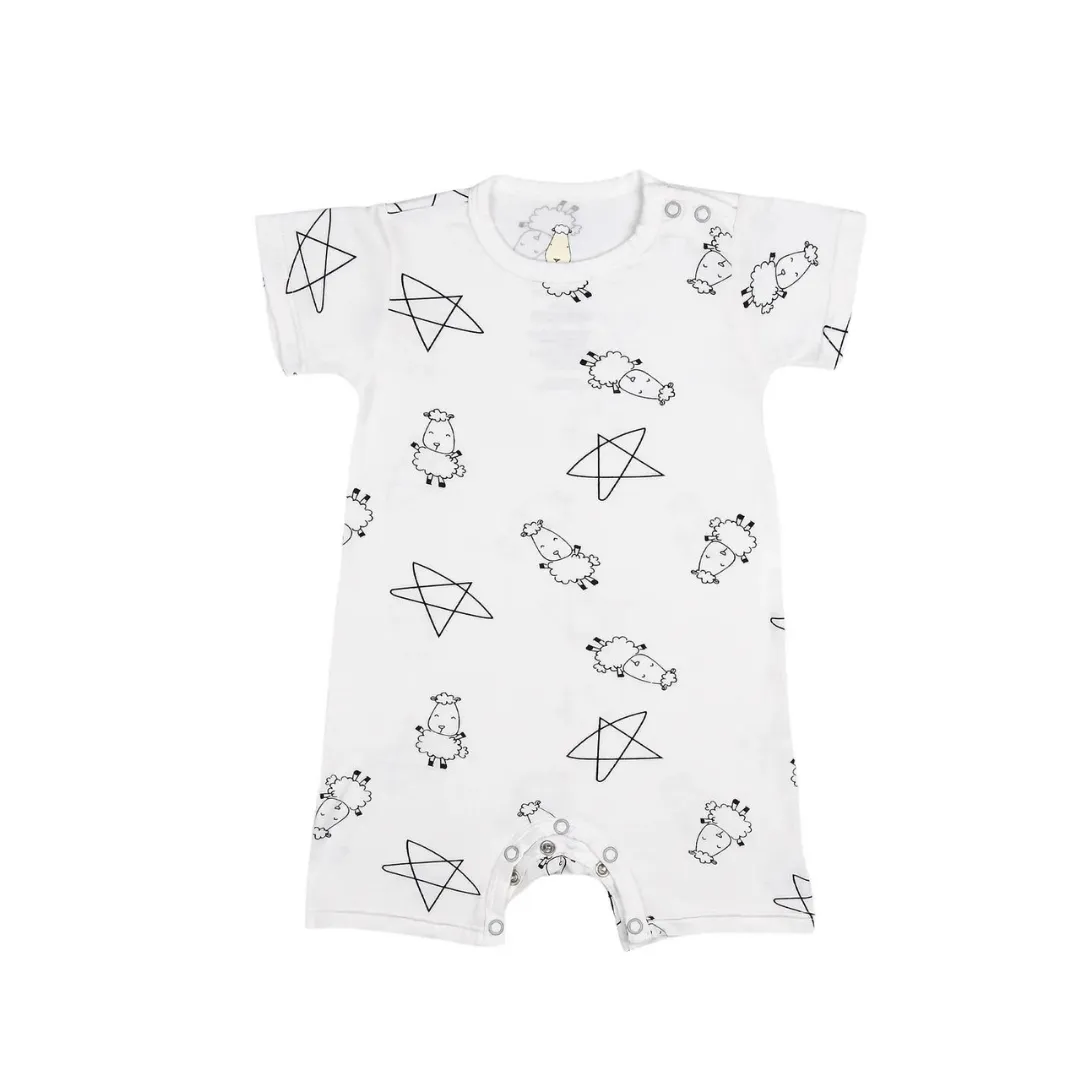 Baa Baa Sheepz Romper Short Sleeve Cute Big Star & Sheepz White