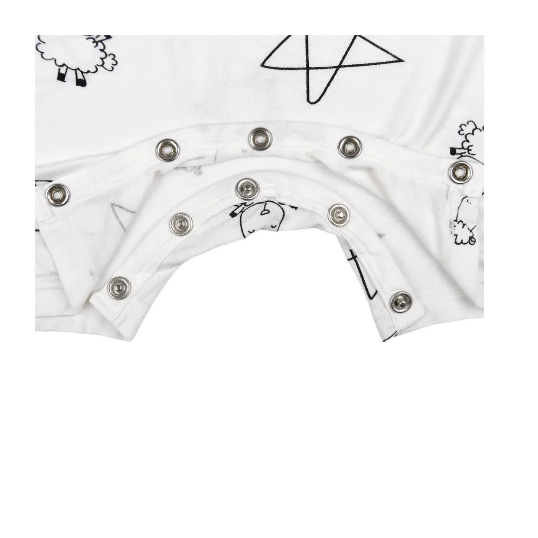 Baa Baa Sheepz Romper Short Sleeve Cute Big Star & Sheepz White