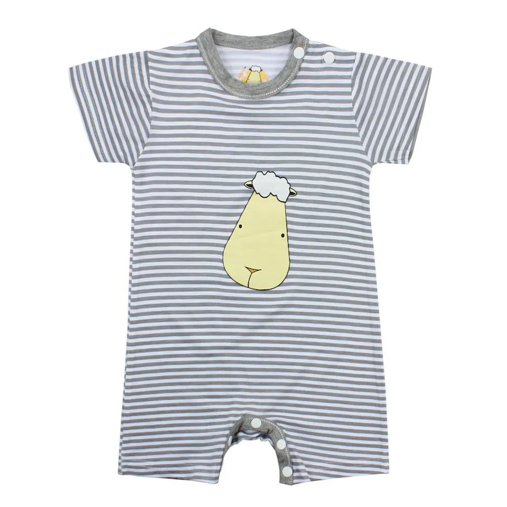 Baa Baa Sheepz Short Sleeve Romper - Grey Stripe