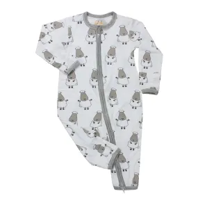 Baa Baa Sheepz Zip Long Sleeve Romper - White Big Sheep