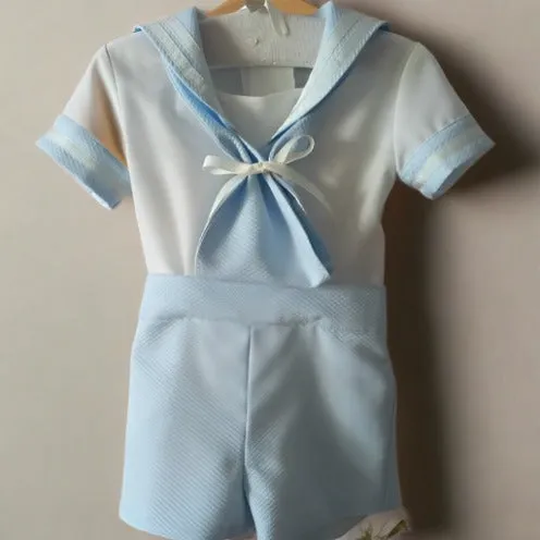 Baby Blue Pique Romper