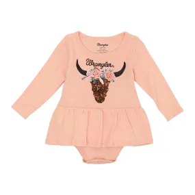 Baby Girl's Wrangler 112359426 Pink Bull Long Sleeve Skirted Onesie