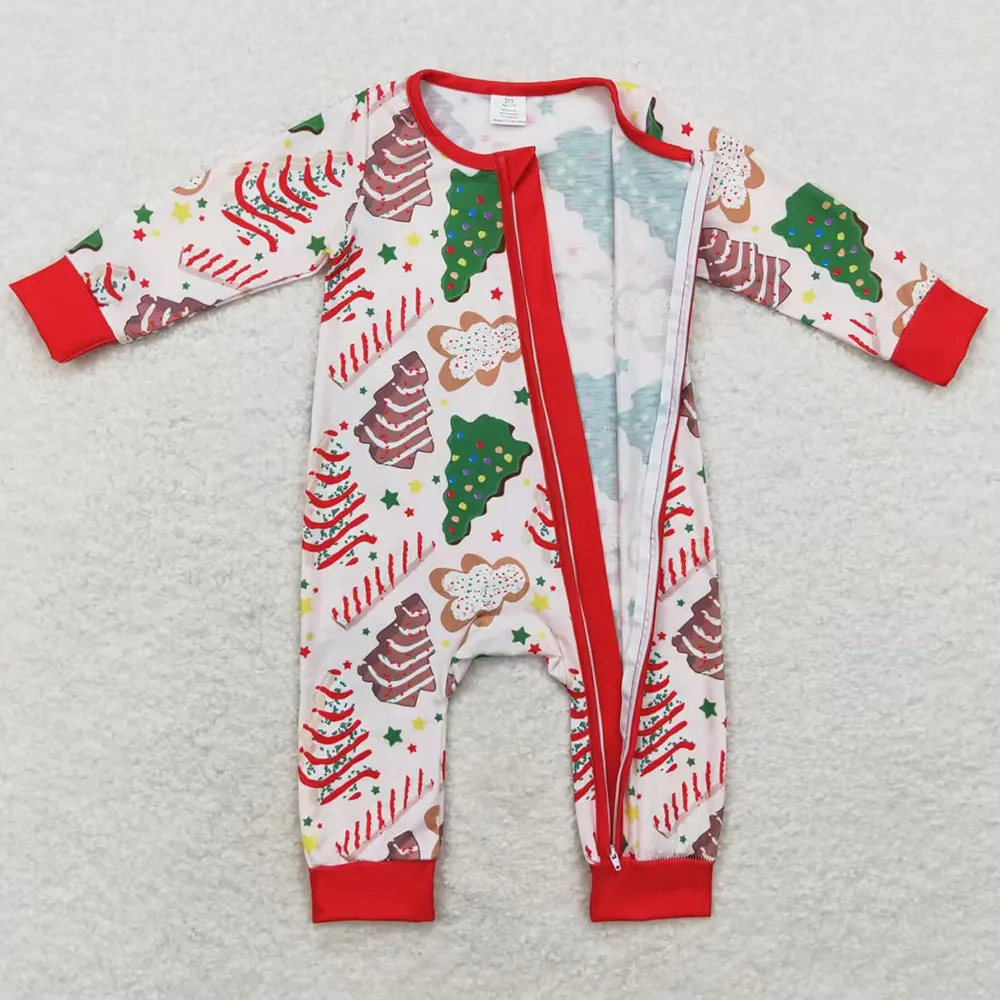 Baby Infant Boys Rompers Christmas Tree Cake Bamboo Zip Rompers LR1150