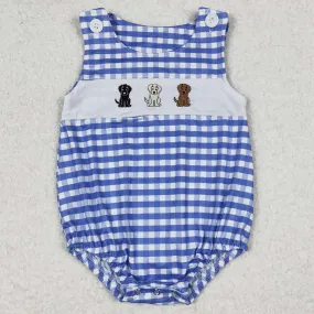 Baby Infant Boys Rompers Dogs Checkered Sleeveless Rompers SR1048