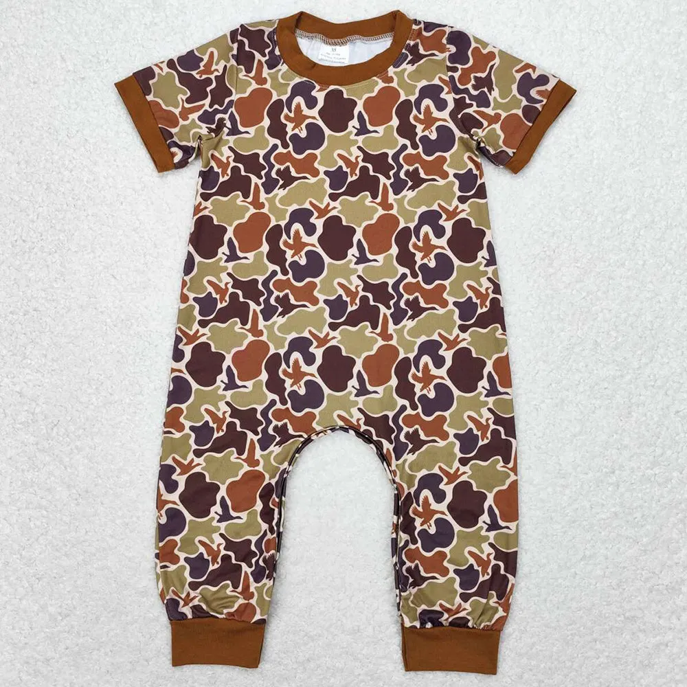 Baby Infant Boys Rompers Duck Dark Brown Camo Short Sleeve Rompers SR1814