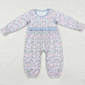 Baby Infant Girls Rompers Blue Small Flowers Long Sleeve Rompers LR2072