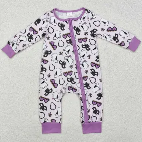 Baby Infant Girls Rompers Purple Mardi Gras Zip Long Sleeve Rompers LR2038