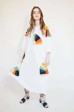 Ballad Dress - White Fan Patch Cotton