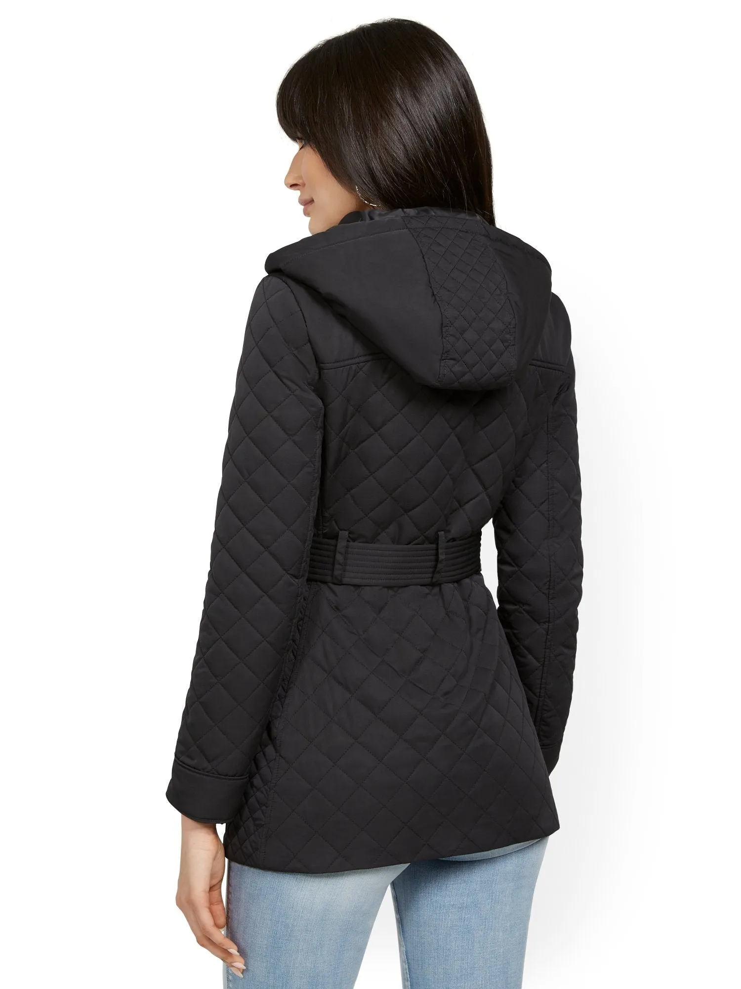 Belted & Hooded Quilted Jacket