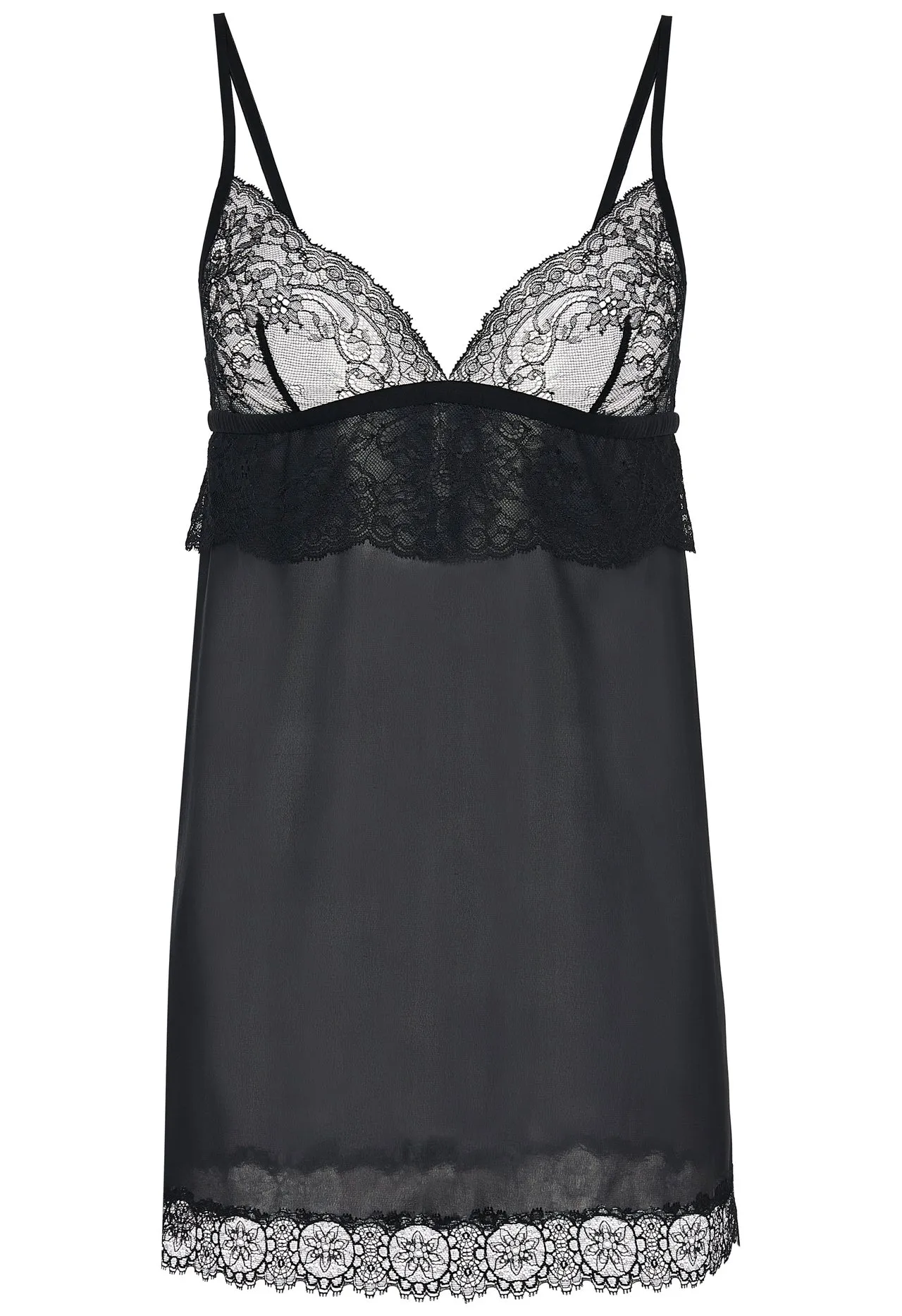 Black Leavers lace slip