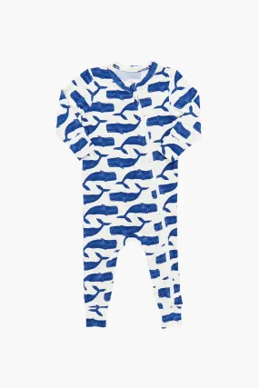 Blue Whales Baby Bamboo Romper