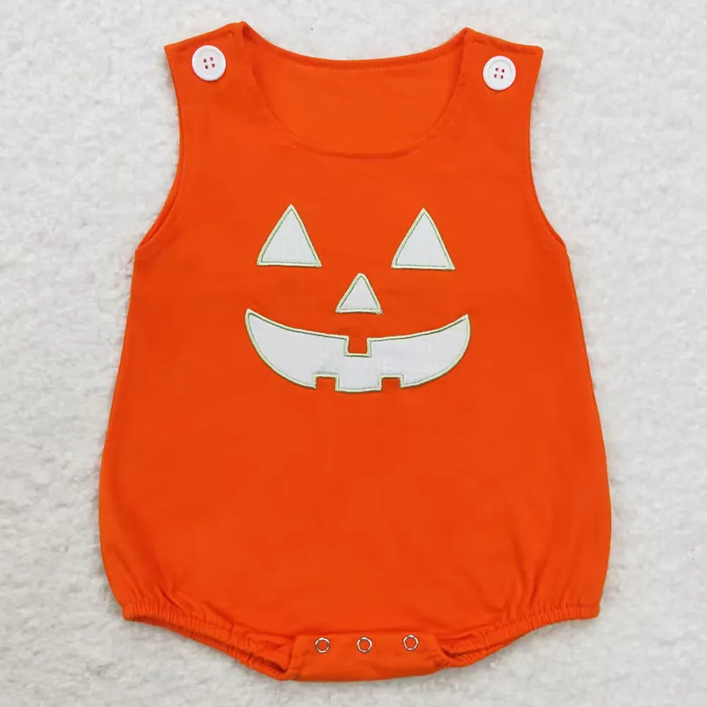 Boutique Infant Baby Boys Rompers Orange Halloween Ghost 2pcs Shirt Rompers Sets LR1702