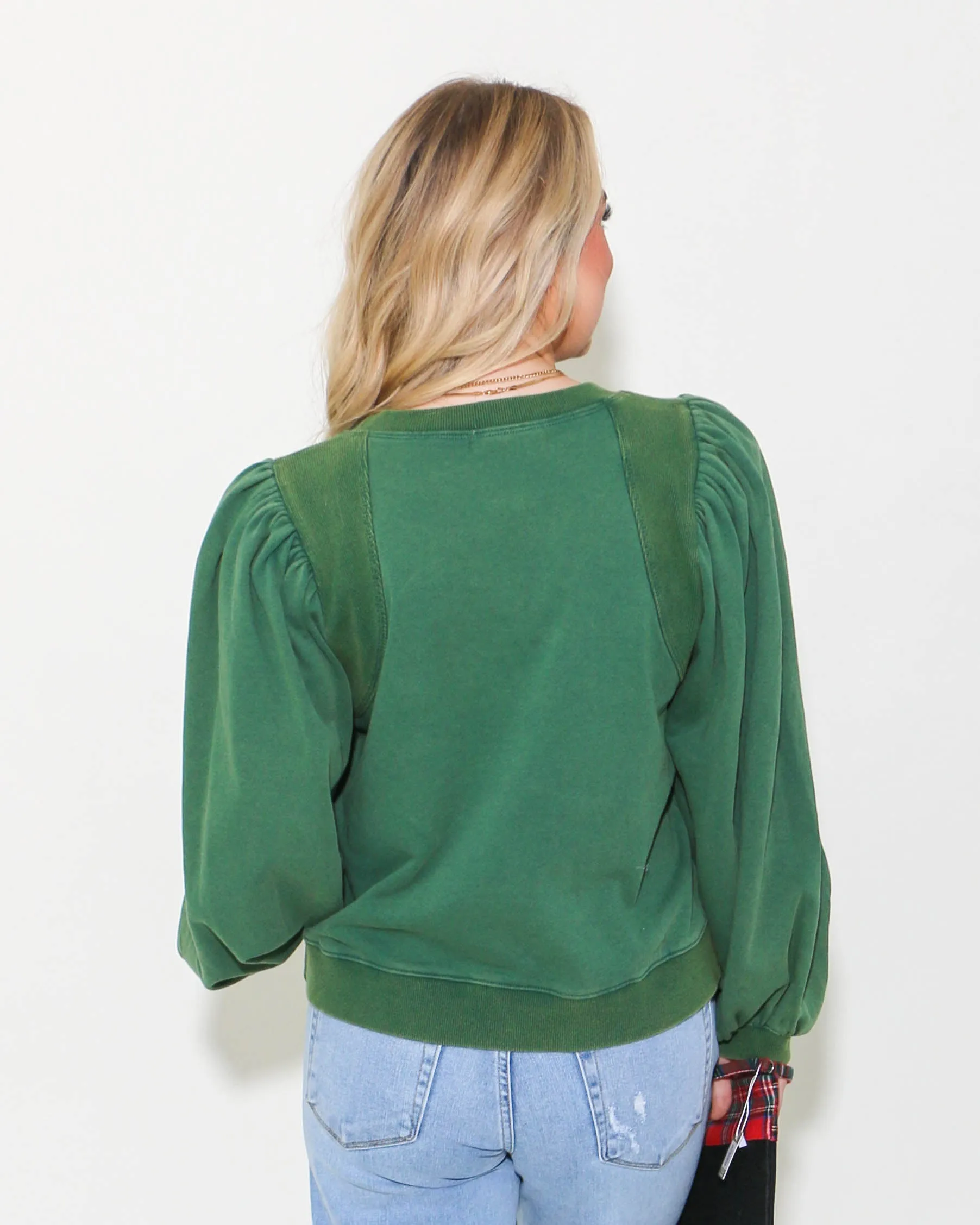 Bow Ties Patch Sweatshirt Top in Hunter Green