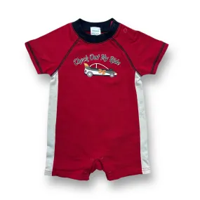 Boys Gymboree Size 6-12 Months Red Snap Bottom Racecar Romper