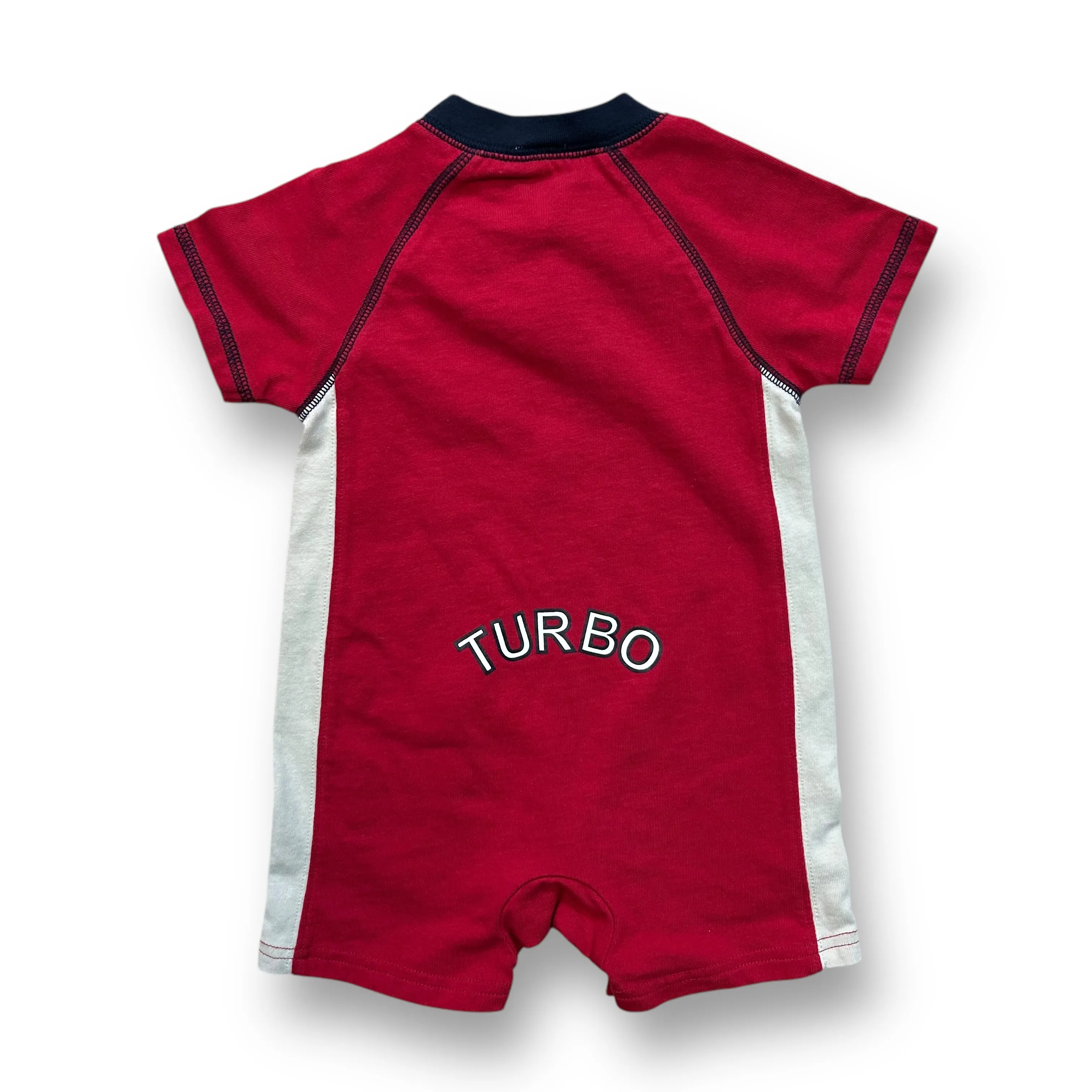 Boys Gymboree Size 6-12 Months Red Snap Bottom Racecar Romper