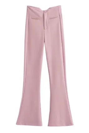 'Brielle' High-Waist Slit Flared Trousers (4 Colors)