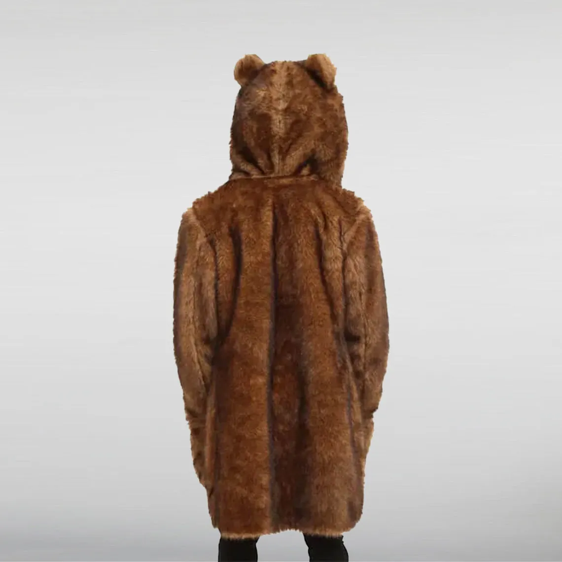 Brown Fur Hooded Workaholics Bear Coat