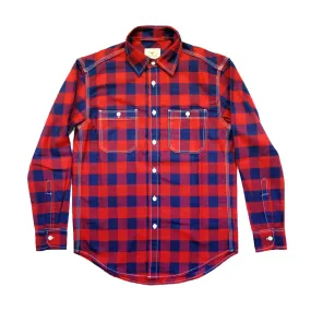 BUFFALO CHECK FLANNEL WORK SHIRT (RED/BLUE)