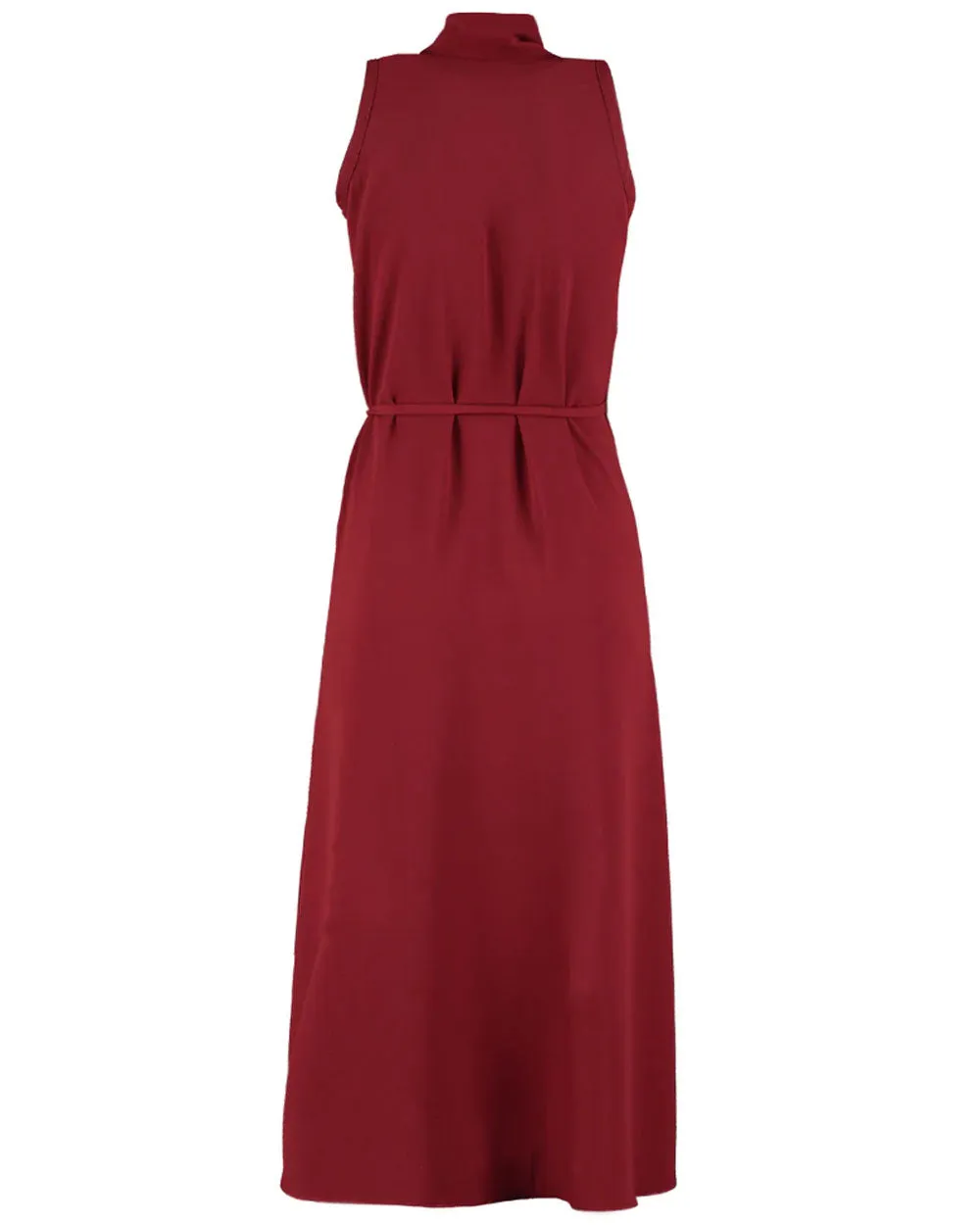 Burgundy Crinkle Georgette Braid Wrap Dress