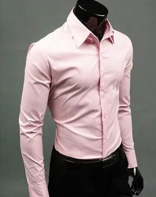 Business Shirt Fashion Candy Color Men's Casual Long-Sleeved Shirt