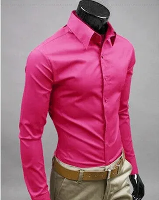 Business Shirt Fashion Candy Color Men's Casual Long-Sleeved Shirt