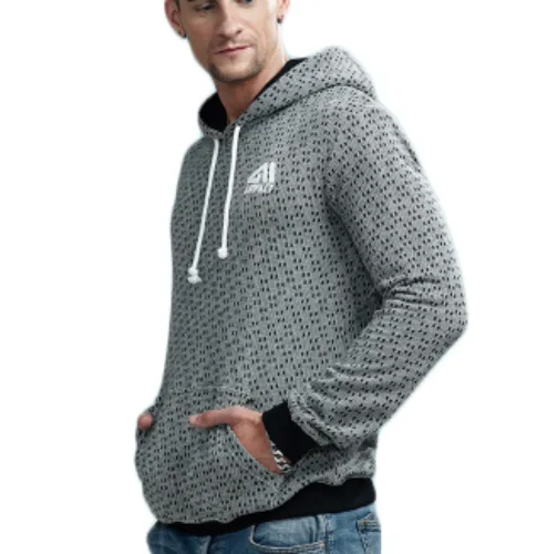 Casual Cotton Grid Pattern Hooded Sweatshirt