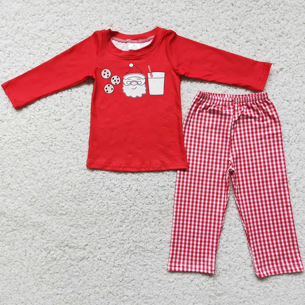 Christmas Baby Girl Clothes Set Santa Claus Boutique Kids Sibling Clothing Outfits 6 C11-25