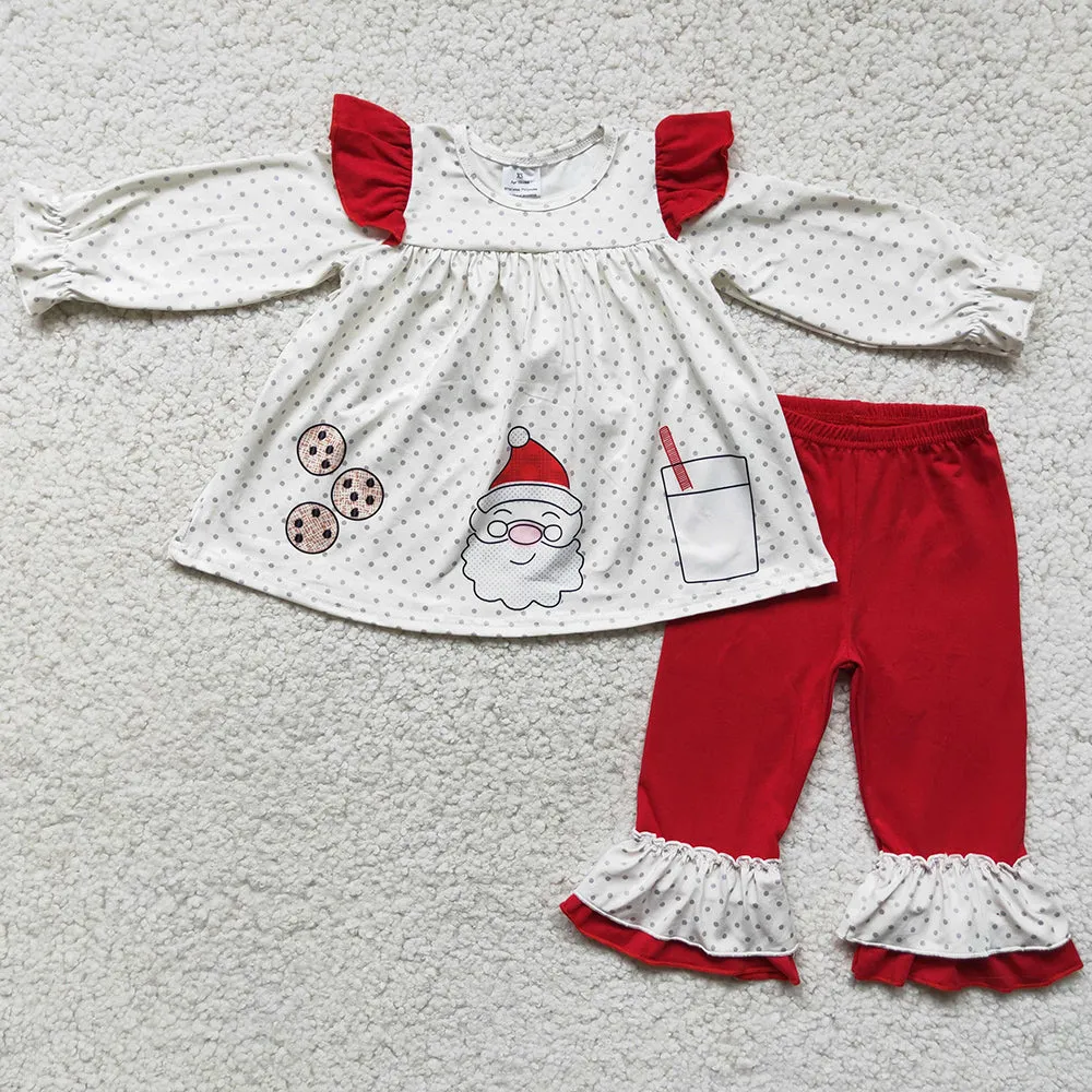 Christmas Baby Girl Clothes Set Santa Claus Boutique Kids Sibling Clothing Outfits 6 C11-25