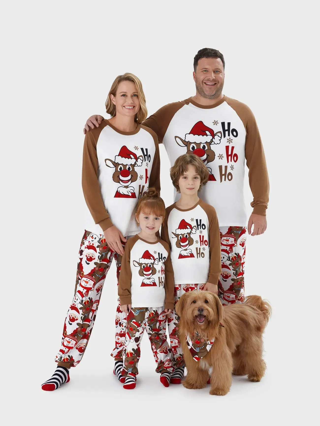 Christmas Family Matching Reindeer Print Raglan Sleeve Pajamas Sets